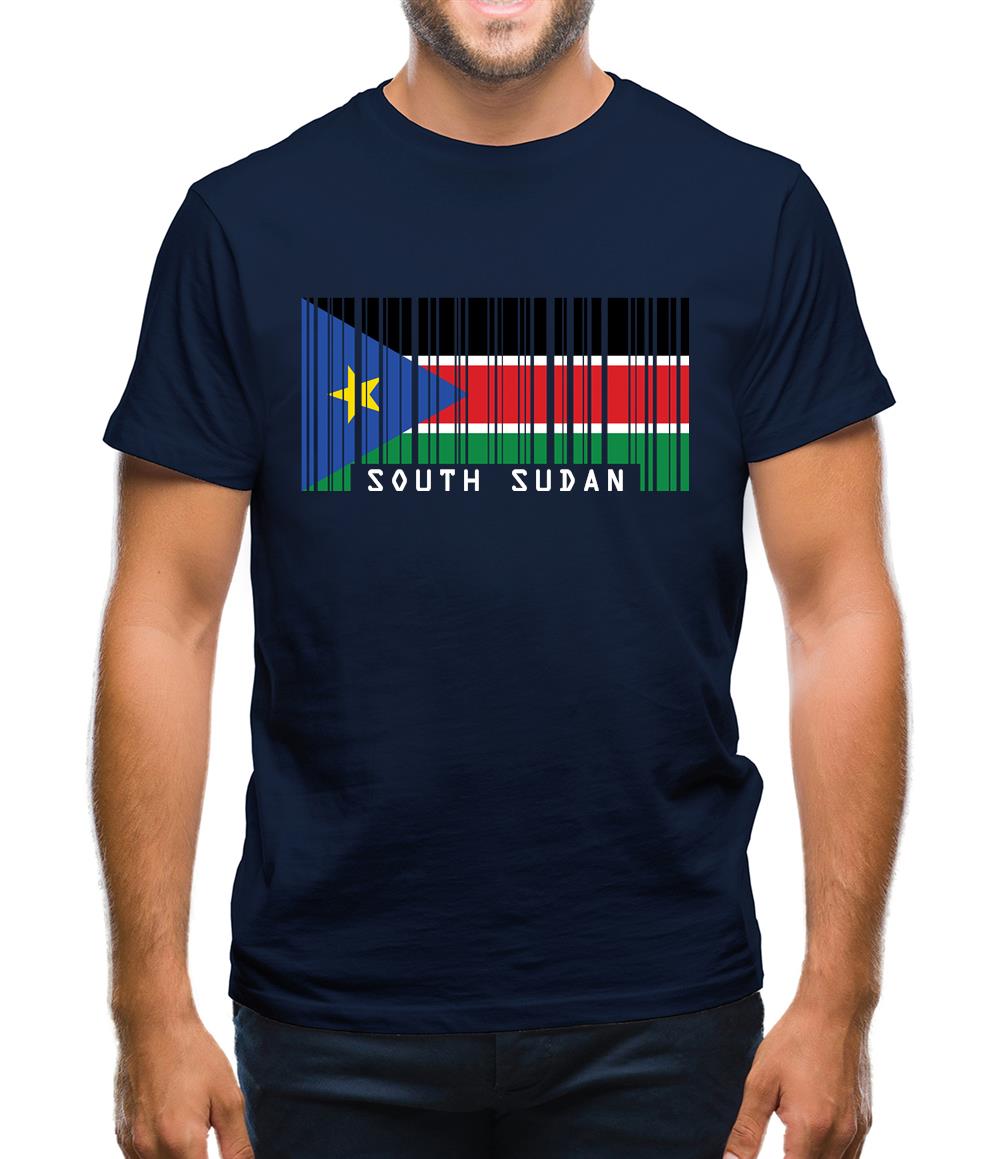 South Sudan  Barcode Style Flag Mens T-Shirt South Sudan  Barcode Style Flag Mens T-Shirt