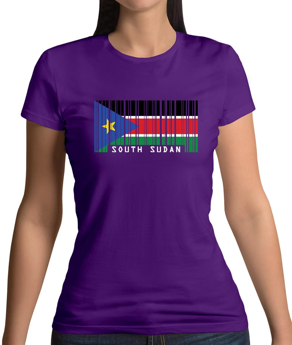 South Sudan  Barcode Style Flag Womens T-Shirt South Sudan  Barcode Style Flag Womens T-Shirt