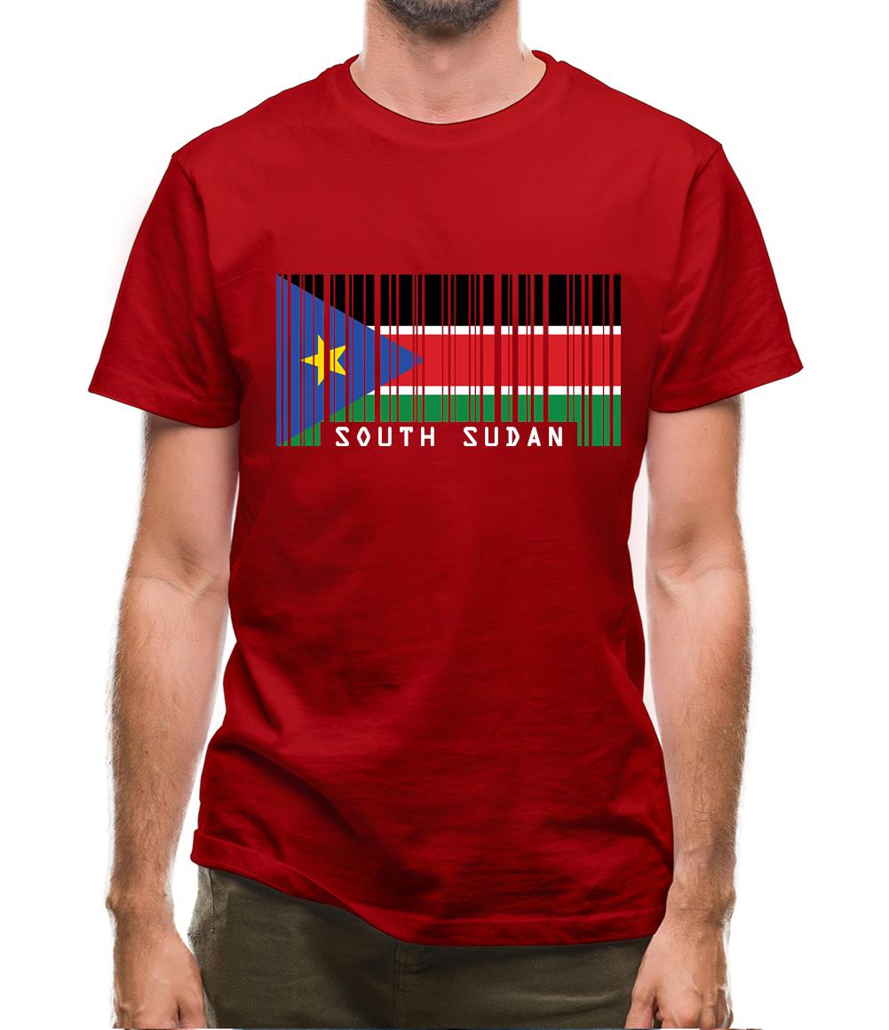 South Sudan  Barcode Style Flag Mens T-Shirt South Sudan  Barcode Style Flag Mens T-Shirt