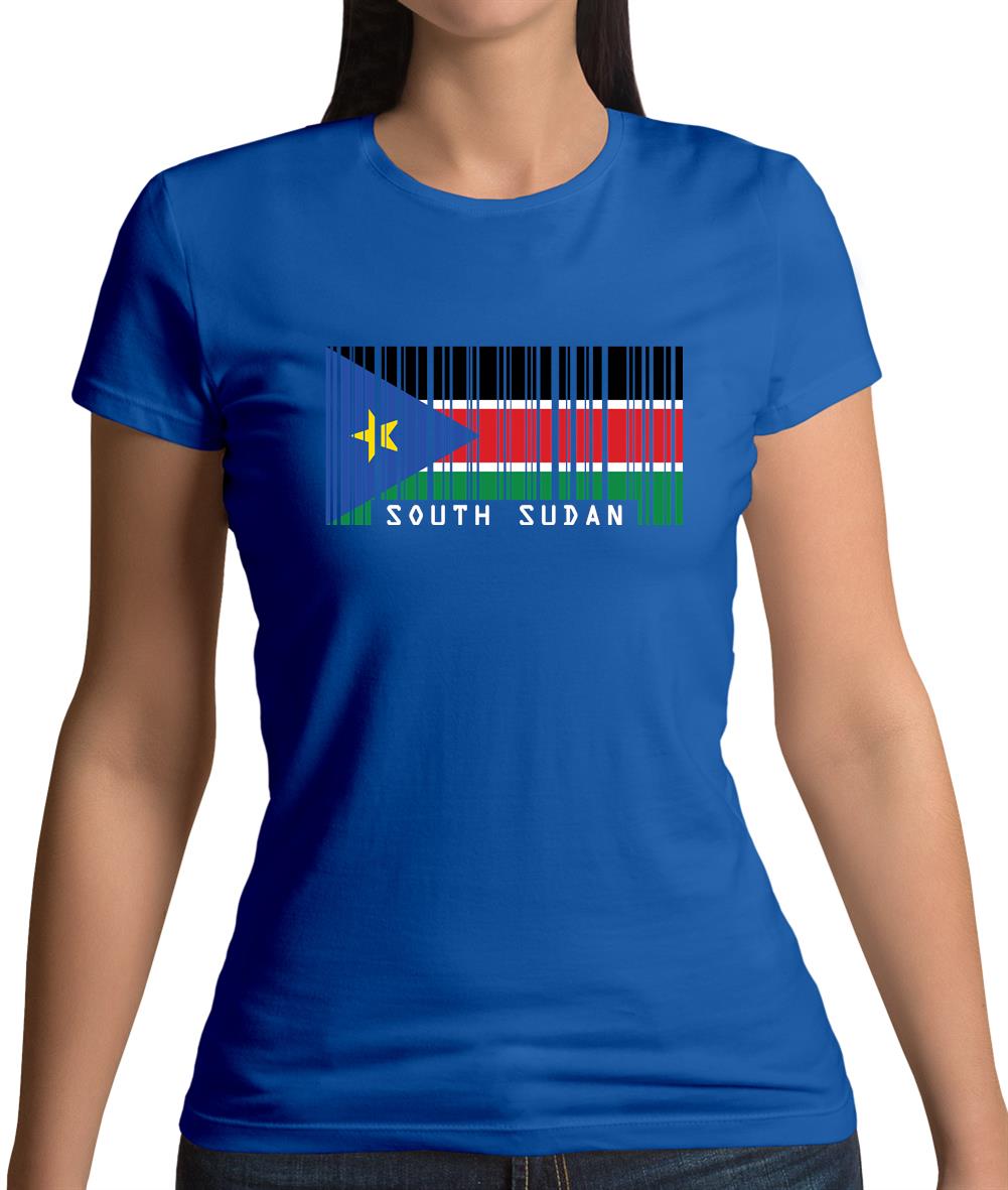South Sudan  Barcode Style Flag Womens T-Shirt South Sudan  Barcode Style Flag Womens T-Shirt