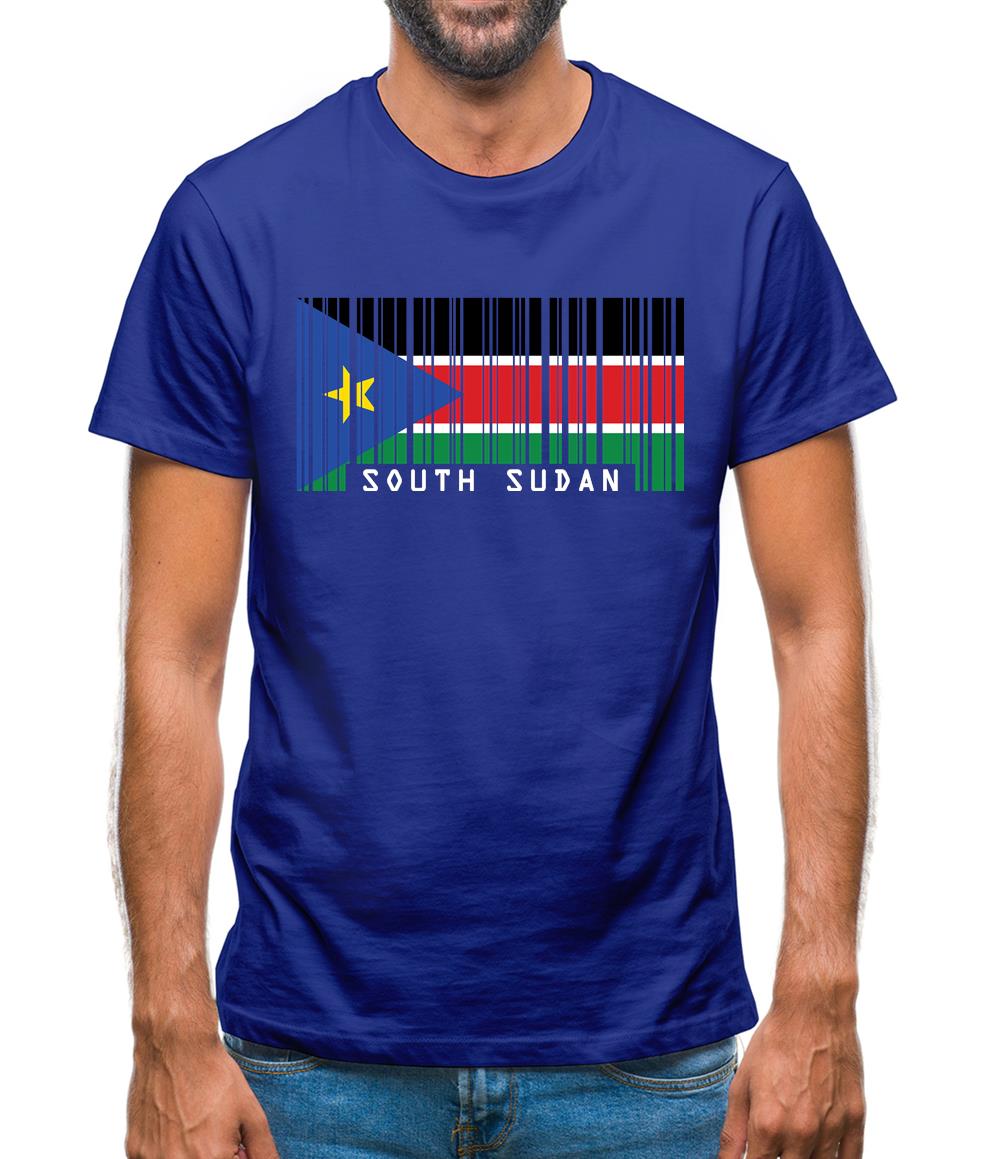 South Sudan  Barcode Style Flag Mens T-Shirt South Sudan  Barcode Style Flag Mens T-Shirt