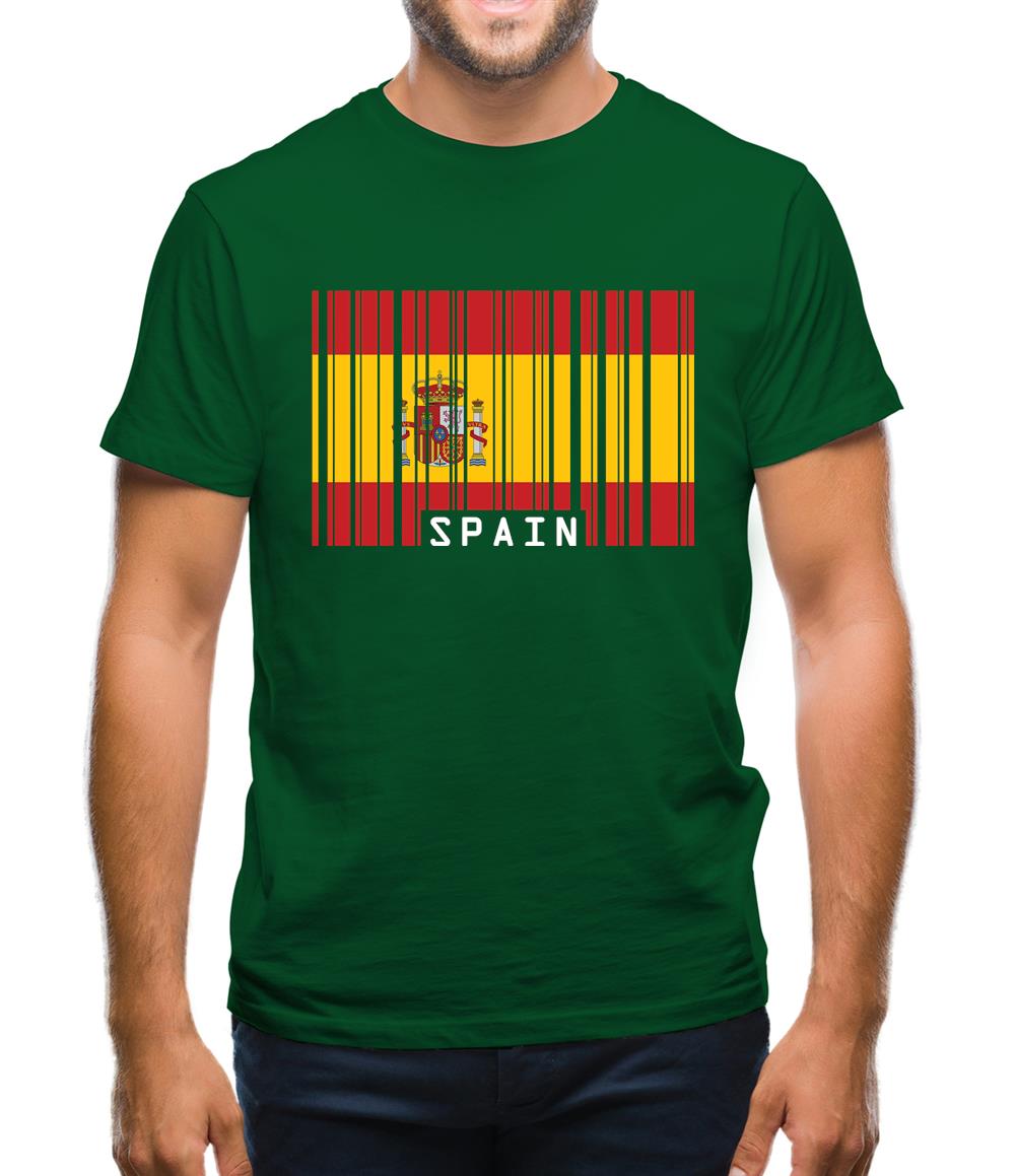 Spain Barcode Style Flag Mens T-Shirt Spain Barcode Style Flag Mens T-Shirt
