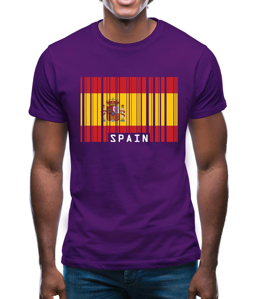 Spain Barcode Style Flag Mens T-Shirt Spain Barcode Style Flag Mens T-Shirt