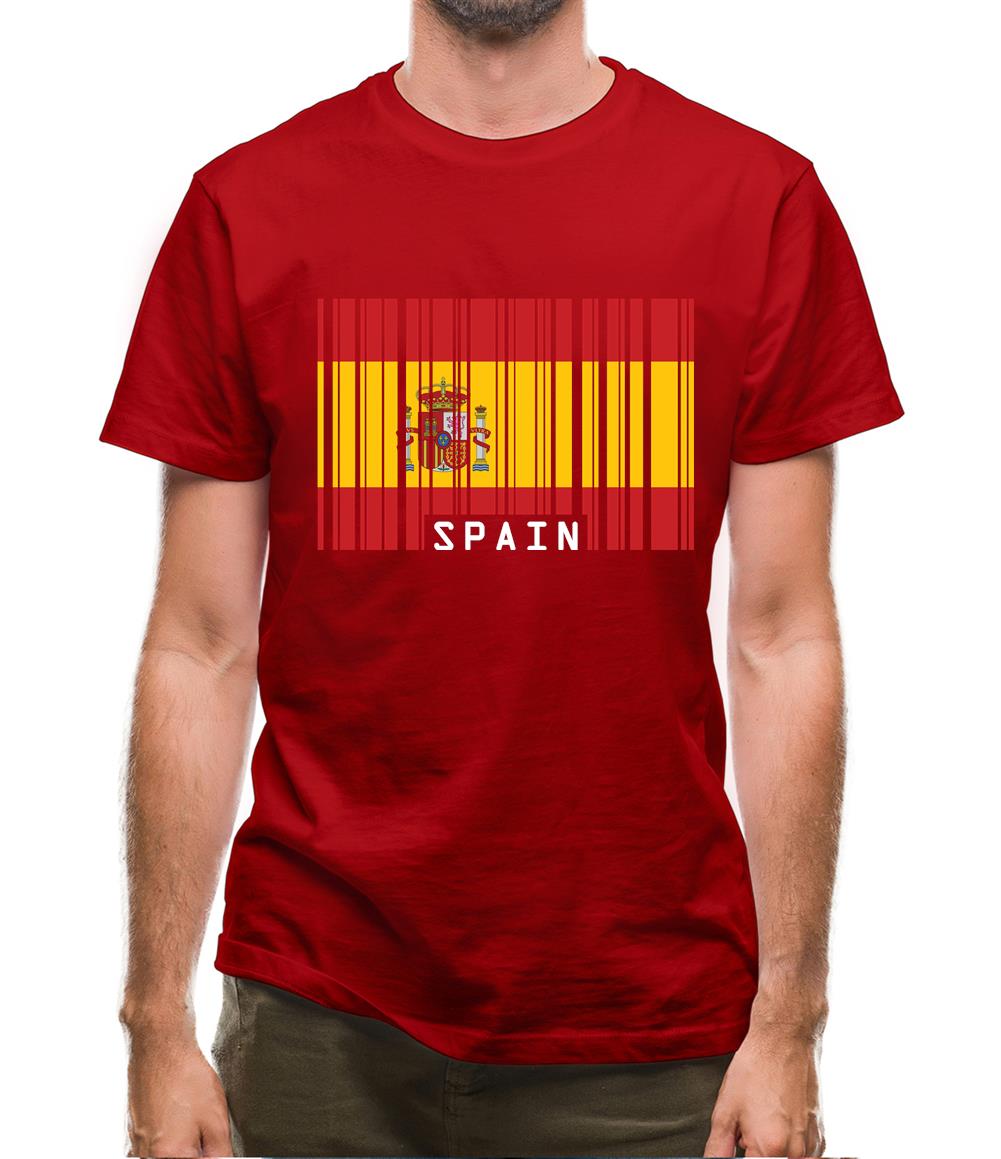 Spain Barcode Style Flag Mens T-Shirt Spain Barcode Style Flag Mens T-Shirt