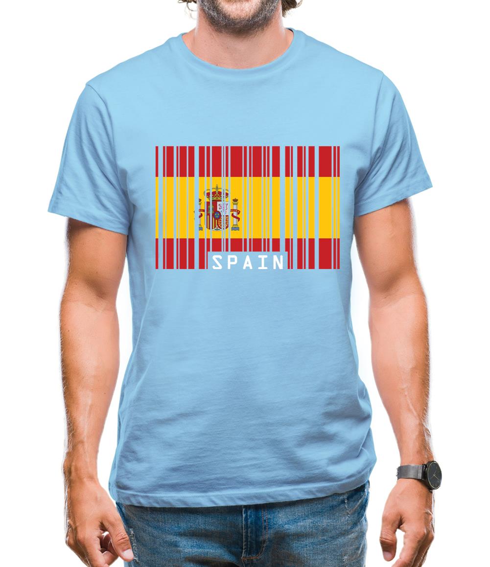Spain Barcode Style Flag Mens T-Shirt Spain Barcode Style Flag Mens T-Shirt