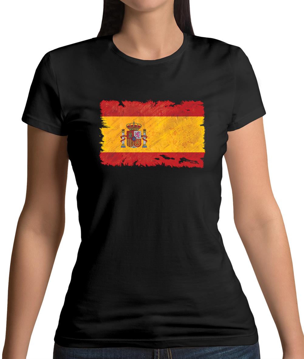 Spain Grunge Style Flag Womens T-Shirt Spain Grunge Style Flag Womens T-Shirt