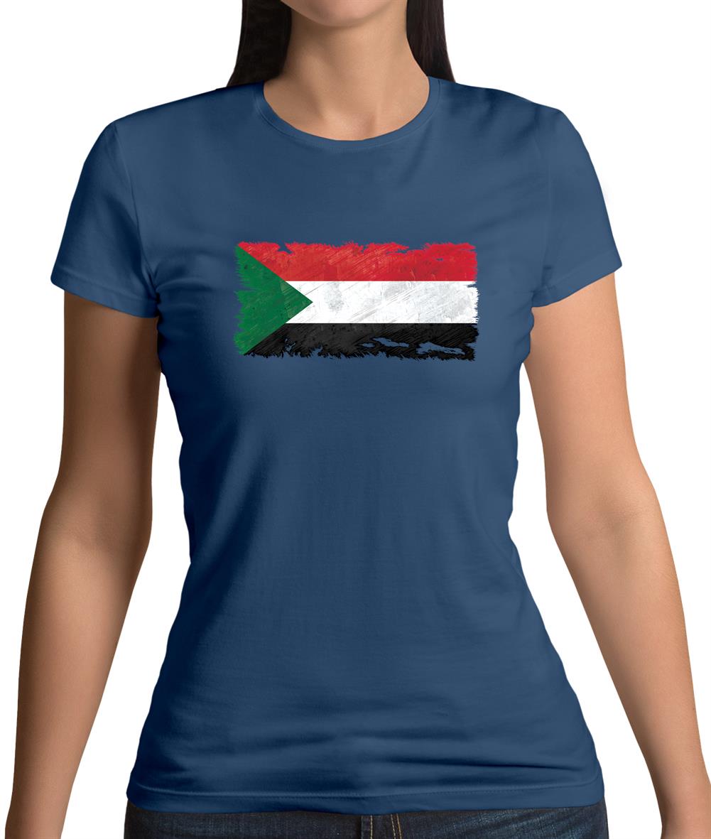 Sudan Grunge Style Flag Womens T-Shirt Sudan Grunge Style Flag Womens T-Shirt
