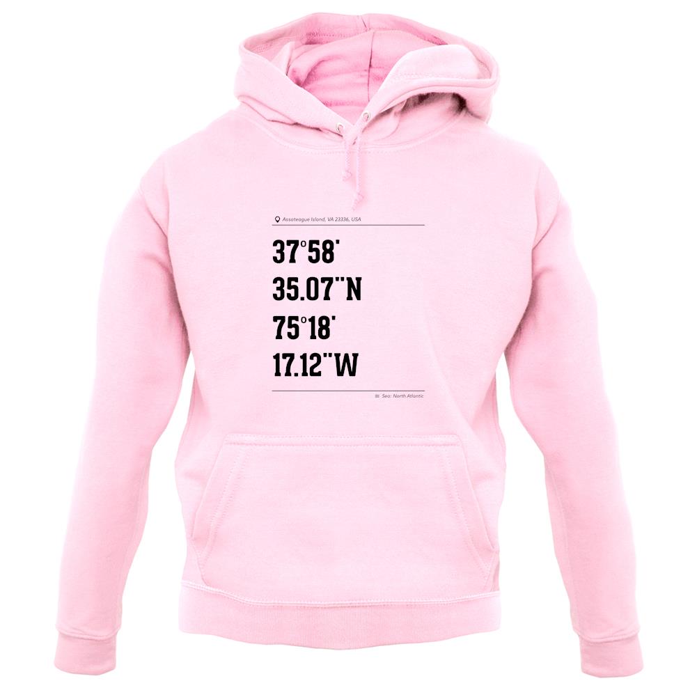 Surfing Coordinates Assateague Island unisex hoodie Surfing Coordinates Assateague Island unisex hoodie