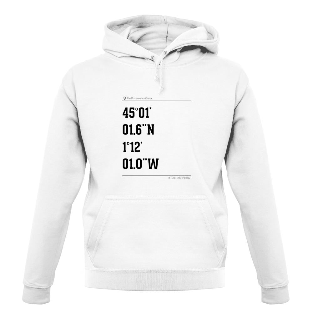 Surfing Coordinates Lacanau unisex hoodie Surfing Coordinates Lacanau unisex hoodie