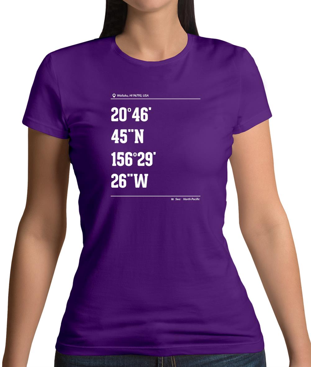 Surfing Coordinates Maalaea Bay Womens T-Shirt Surfing Coordinates Maalaea Bay Womens T-Shirt