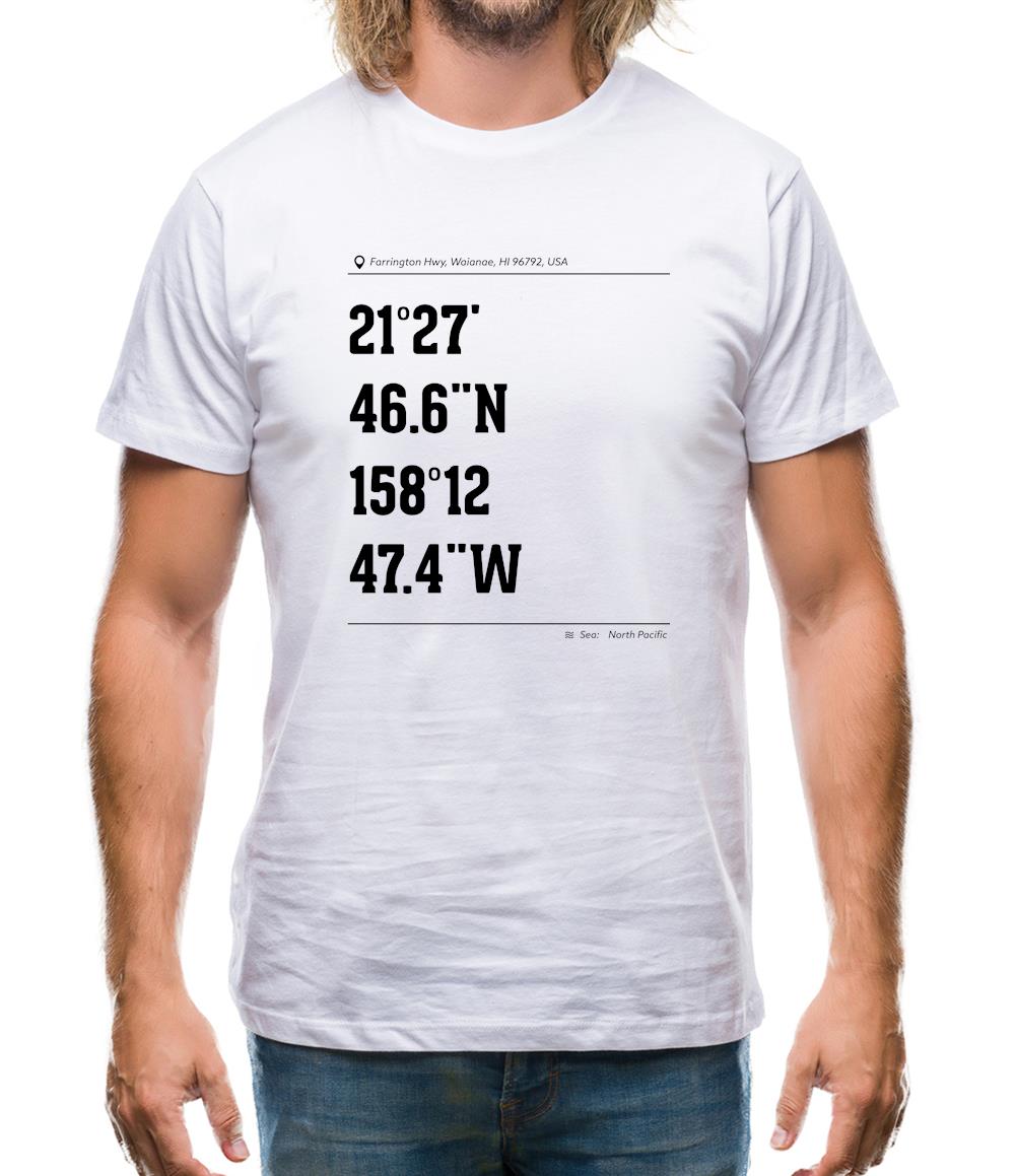 Surfing Coordinates Makaha Point Mens T-Shirt Surfing Coordinates Makaha Point Mens T-Shirt