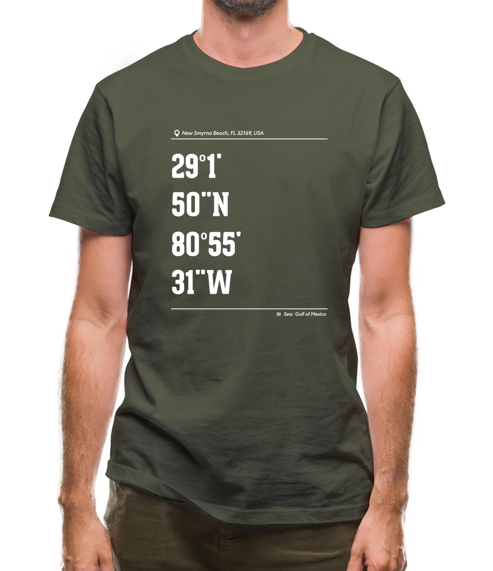 Surfing Coordinates Newsmyrna Beach Mens T-Shirt Surfing Coordinates Newsmyrna Beach Mens T-Shirt