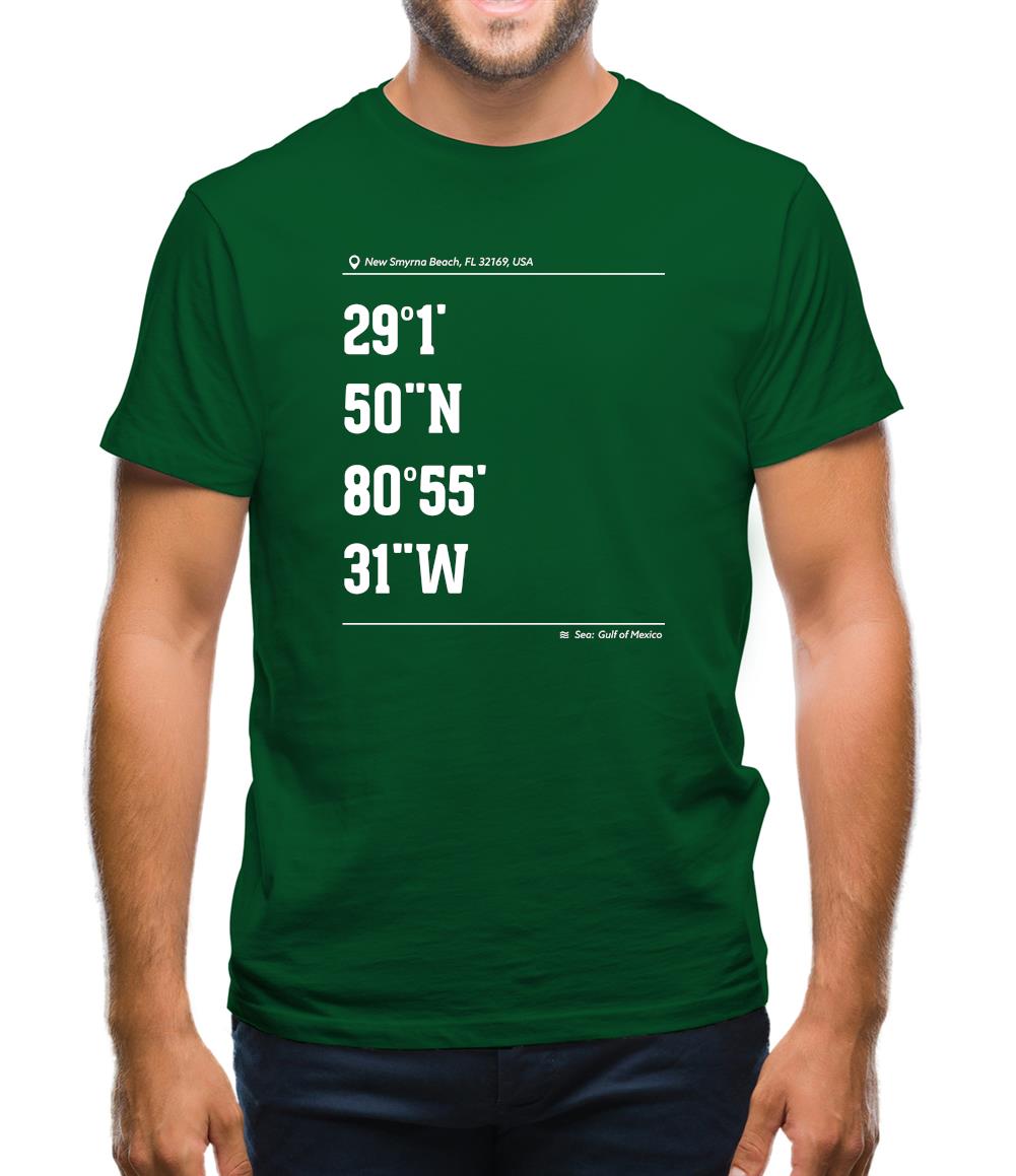 Surfing Coordinates Newsmyrna Beach Mens T-Shirt Surfing Coordinates Newsmyrna Beach Mens T-Shirt