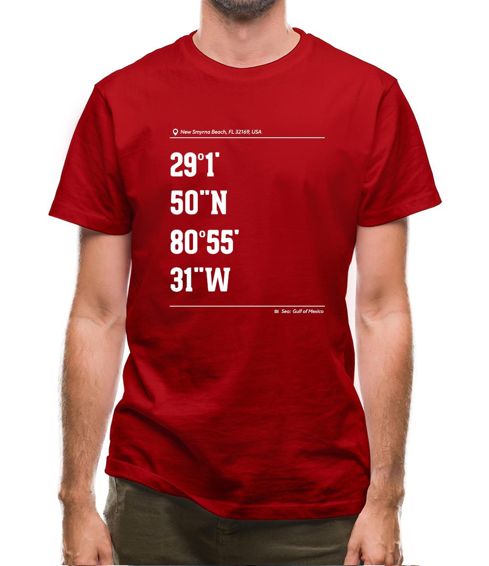 Surfing Coordinates Newsmyrna Beach Mens T-Shirt Surfing Coordinates Newsmyrna Beach Mens T-Shirt