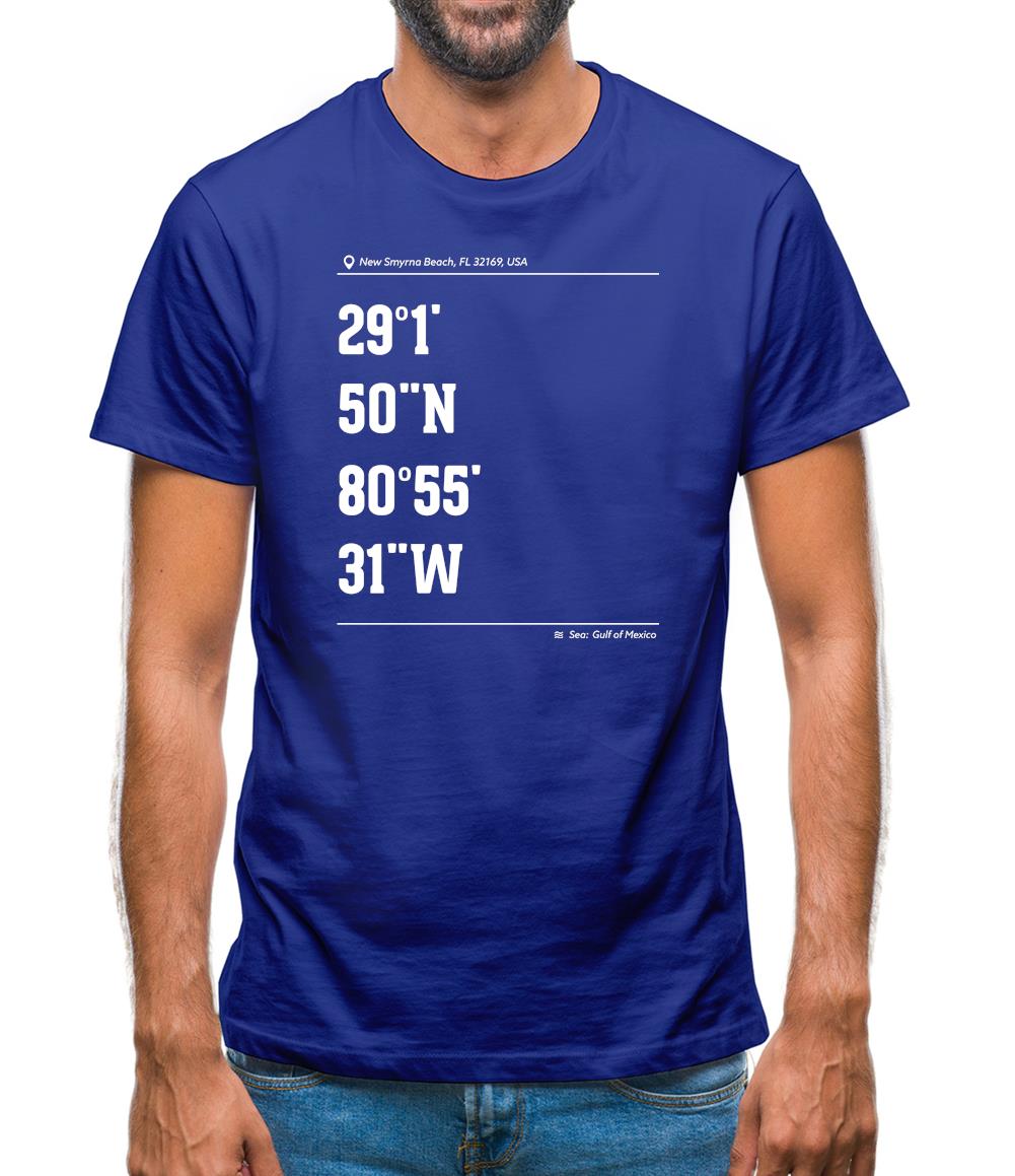 Surfing Coordinates Newsmyrna Beach Mens T-Shirt Surfing Coordinates Newsmyrna Beach Mens T-Shirt