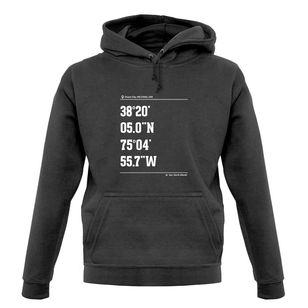 Surfing Coordinates Ocean City unisex hoodie Surfing Coordinates Ocean City unisex hoodie