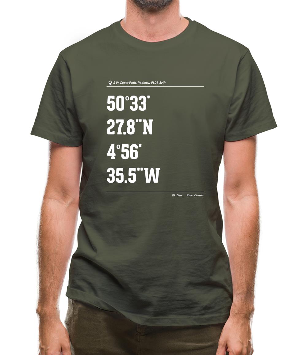 Surfing Coordinates Padstow Mens T-Shirt Surfing Coordinates Padstow Mens T-Shirt