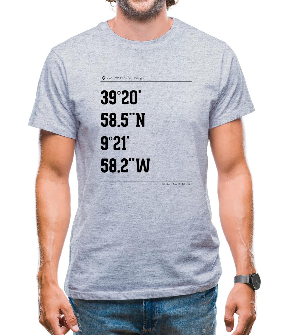 Surfing Coordinates Peniche Mens T-Shirt Surfing Coordinates Peniche Mens T-Shirt