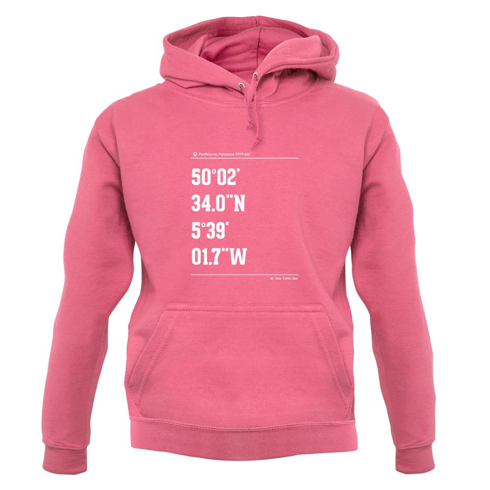 Surfing Coordinates Porthcurno unisex hoodie Surfing Coordinates Porthcurno unisex hoodie