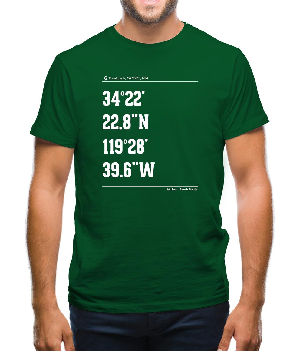Surfing Coordinates Rincon Point Mens T-Shirt Surfing Coordinates Rincon Point Mens T-Shirt