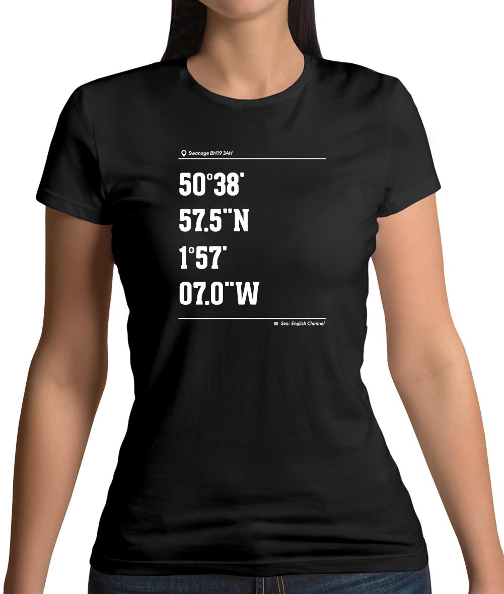 Surfing Coordinates Studland Bay Womens T-Shirt Surfing Coordinates Studland Bay Womens T-Shirt