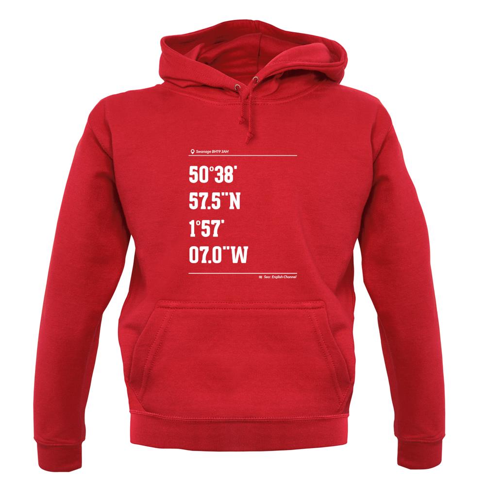 Surfing Coordinates Studland Bay Unisex Hoodie Surfing Coordinates Studland Bay Unisex Hoodie