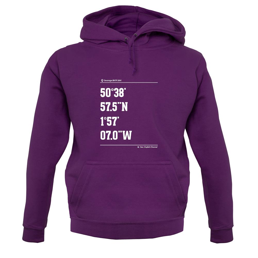 Surfing Coordinates Studland Bay Unisex Hoodie Surfing Coordinates Studland Bay Unisex Hoodie
