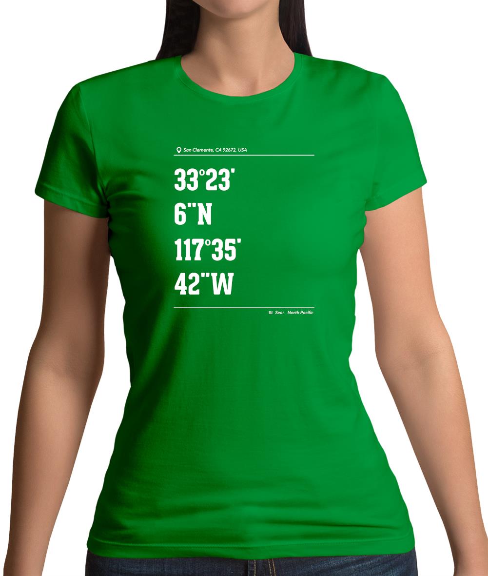 Surfing Coordinates Trestles Womens T-Shirt Surfing Coordinates Trestles Womens T-Shirt