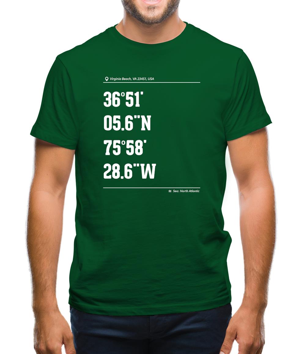 Surfing Coordinates Virginia Beach Mens T-Shirt Surfing Coordinates Virginia Beach Mens T-Shirt