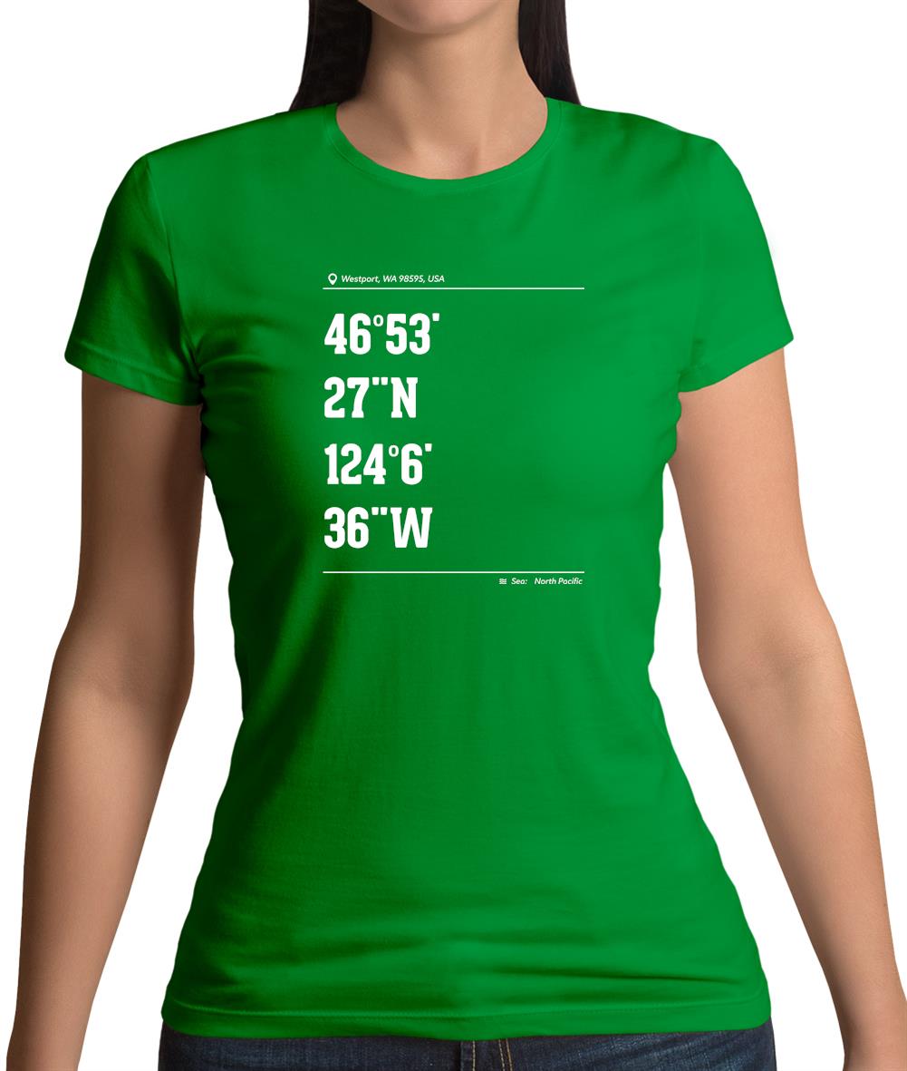 Surfing Coordinates Westport Womens T-Shirt Surfing Coordinates Westport Womens T-Shirt
