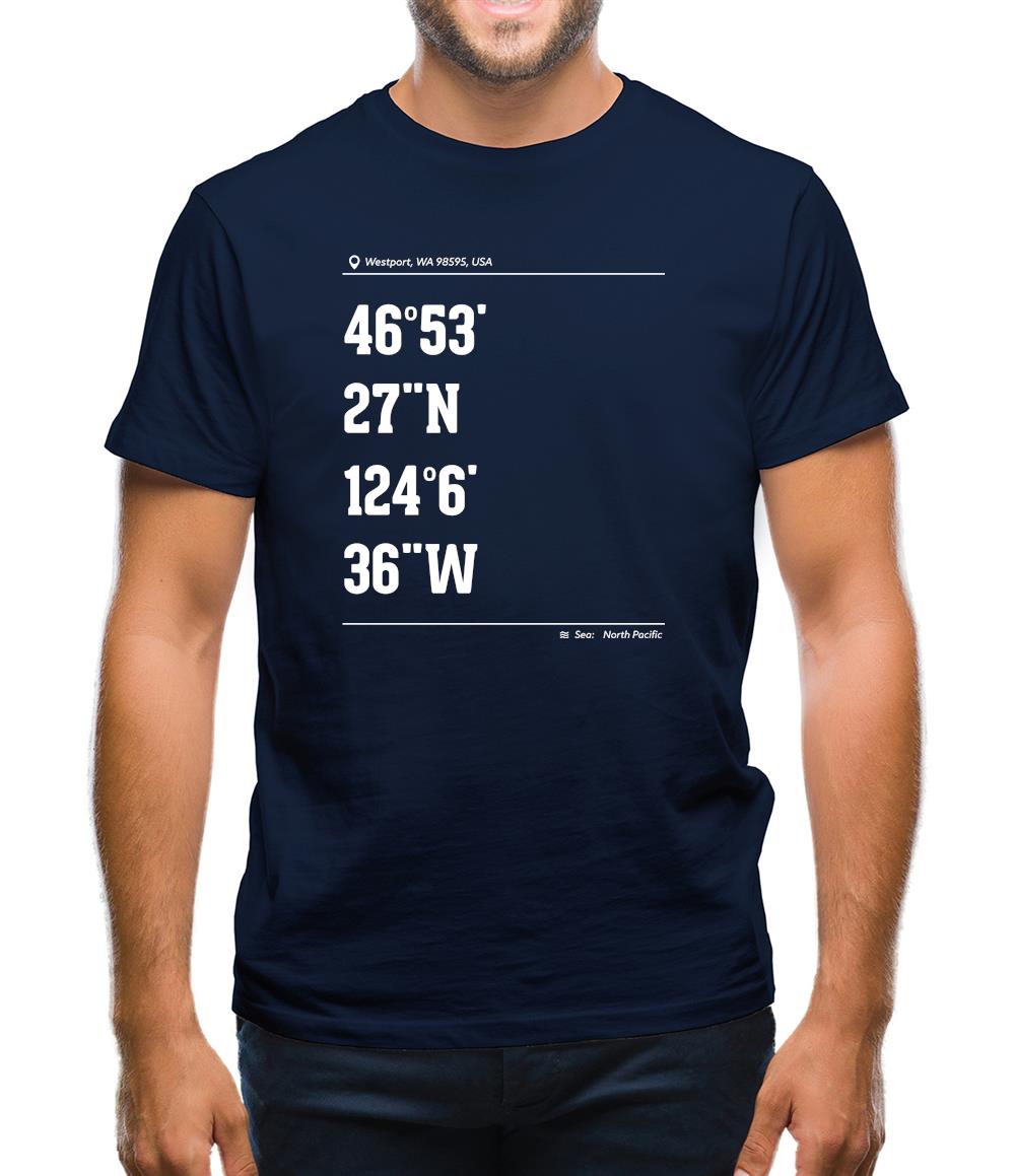 Surfing Coordinates Westport Mens T-Shirt Surfing Coordinates Westport Mens T-Shirt