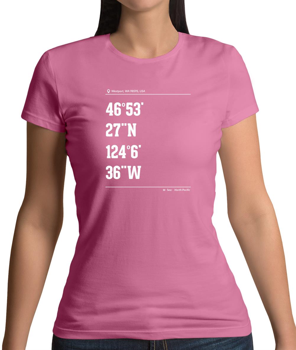 Surfing Coordinates Westport Womens T-Shirt Surfing Coordinates Westport Womens T-Shirt