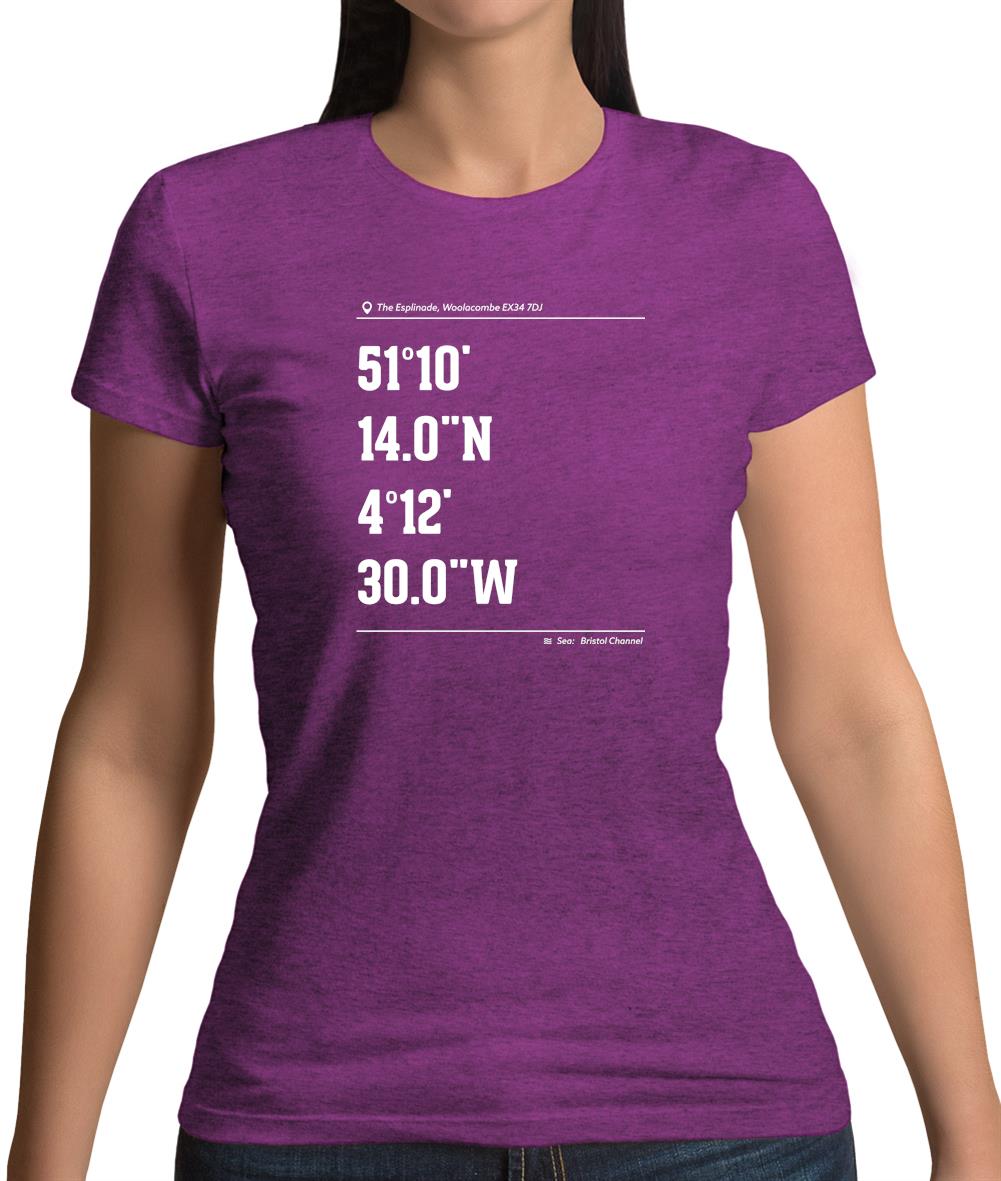 Surfing Coordinates Woolacombe Womens T-Shirt Surfing Coordinates Woolacombe Womens T-Shirt