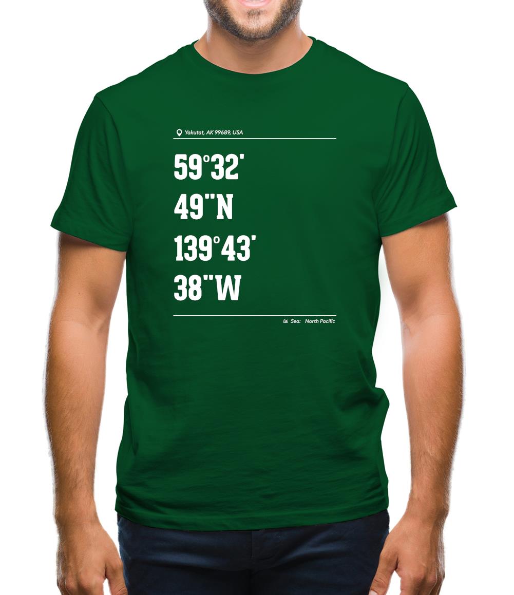 Surfing Coordinates Yakutat Mens T-Shirt Surfing Coordinates Yakutat Mens T-Shirt