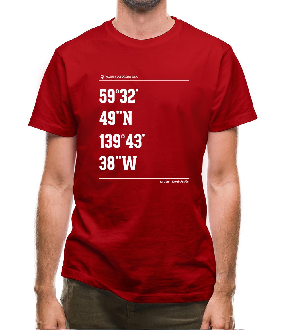 Surfing Coordinates Yakutat Mens T-Shirt Surfing Coordinates Yakutat Mens T-Shirt