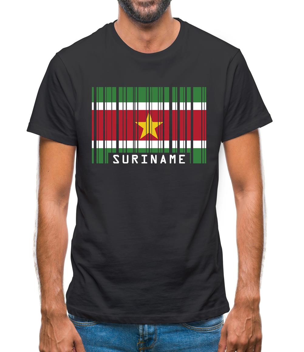 Suriname Barcode Style Flag Mens T-Shirt Suriname Barcode Style Flag Mens T-Shirt