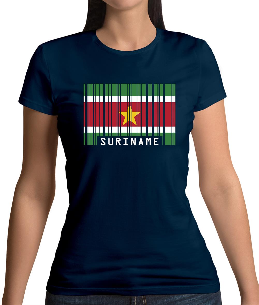 Suriname Barcode Style Flag Womens T-Shirt Suriname Barcode Style Flag Womens T-Shirt