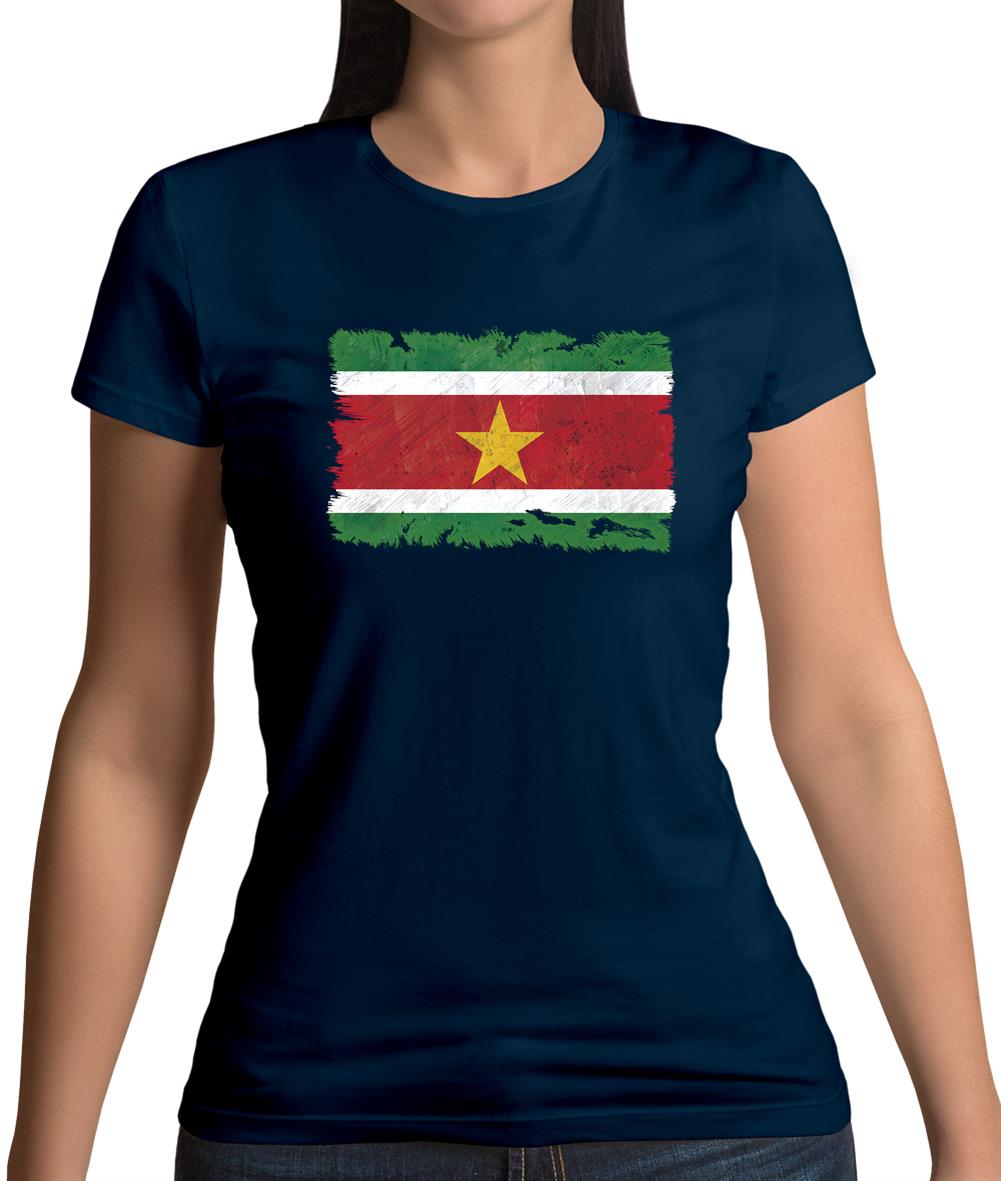 Suriname Grunge Style Flag Womens T-Shirt Suriname Grunge Style Flag Womens T-Shirt