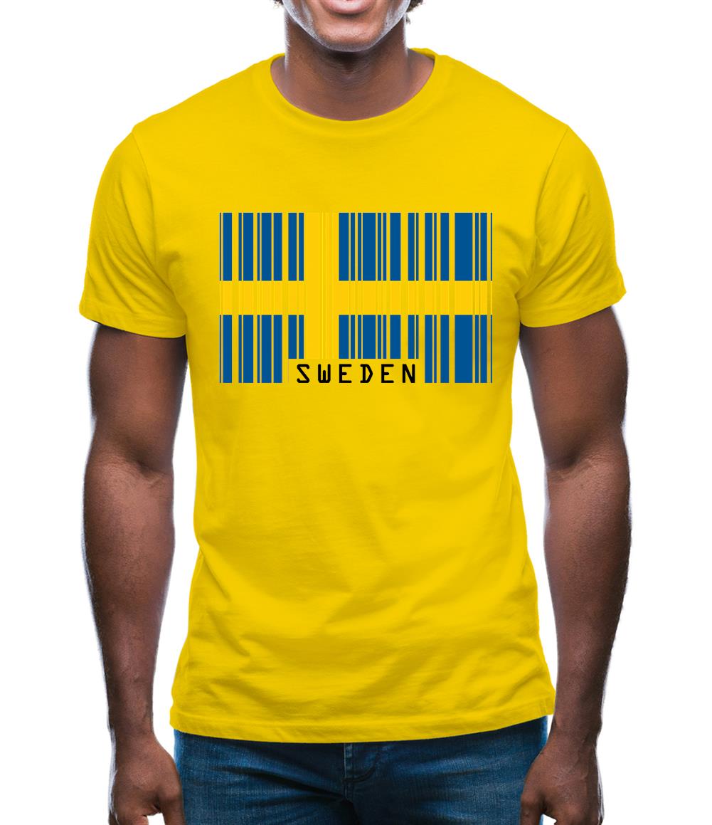 Sweden Barcode Style Flag Mens T-Shirt Sweden Barcode Style Flag Mens T-Shirt