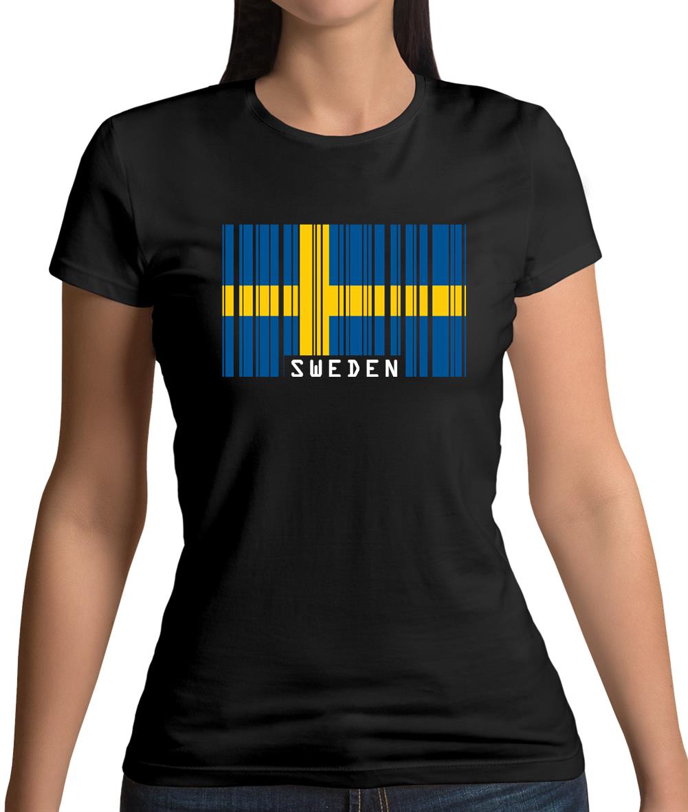 Sweden Barcode Style Flag Womens T-Shirt Sweden Barcode Style Flag Womens T-Shirt