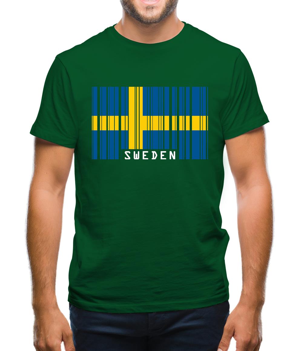 Sweden Barcode Style Flag Mens T-Shirt Sweden Barcode Style Flag Mens T-Shirt