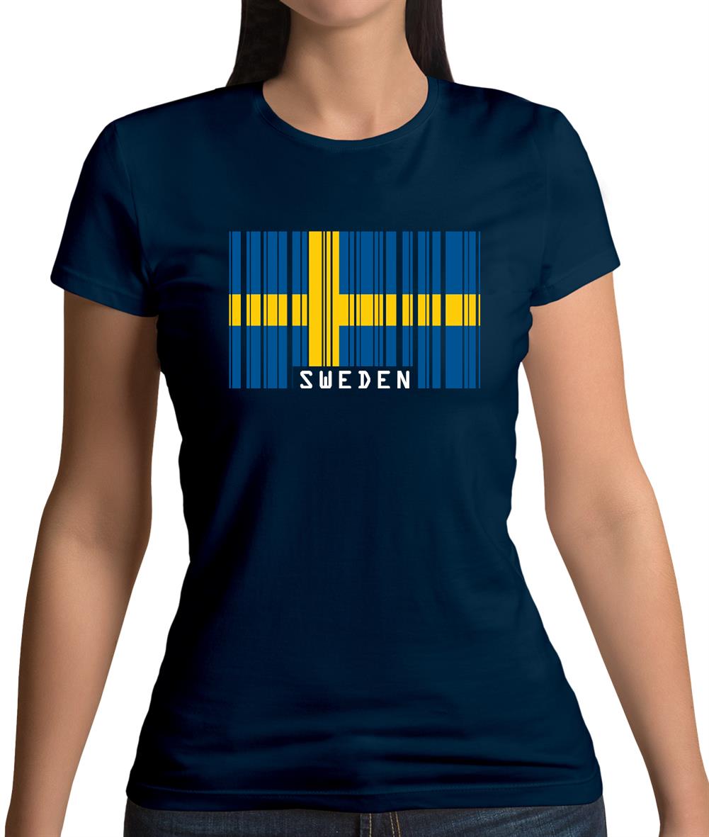 Sweden Barcode Style Flag Womens T-Shirt Sweden Barcode Style Flag Womens T-Shirt