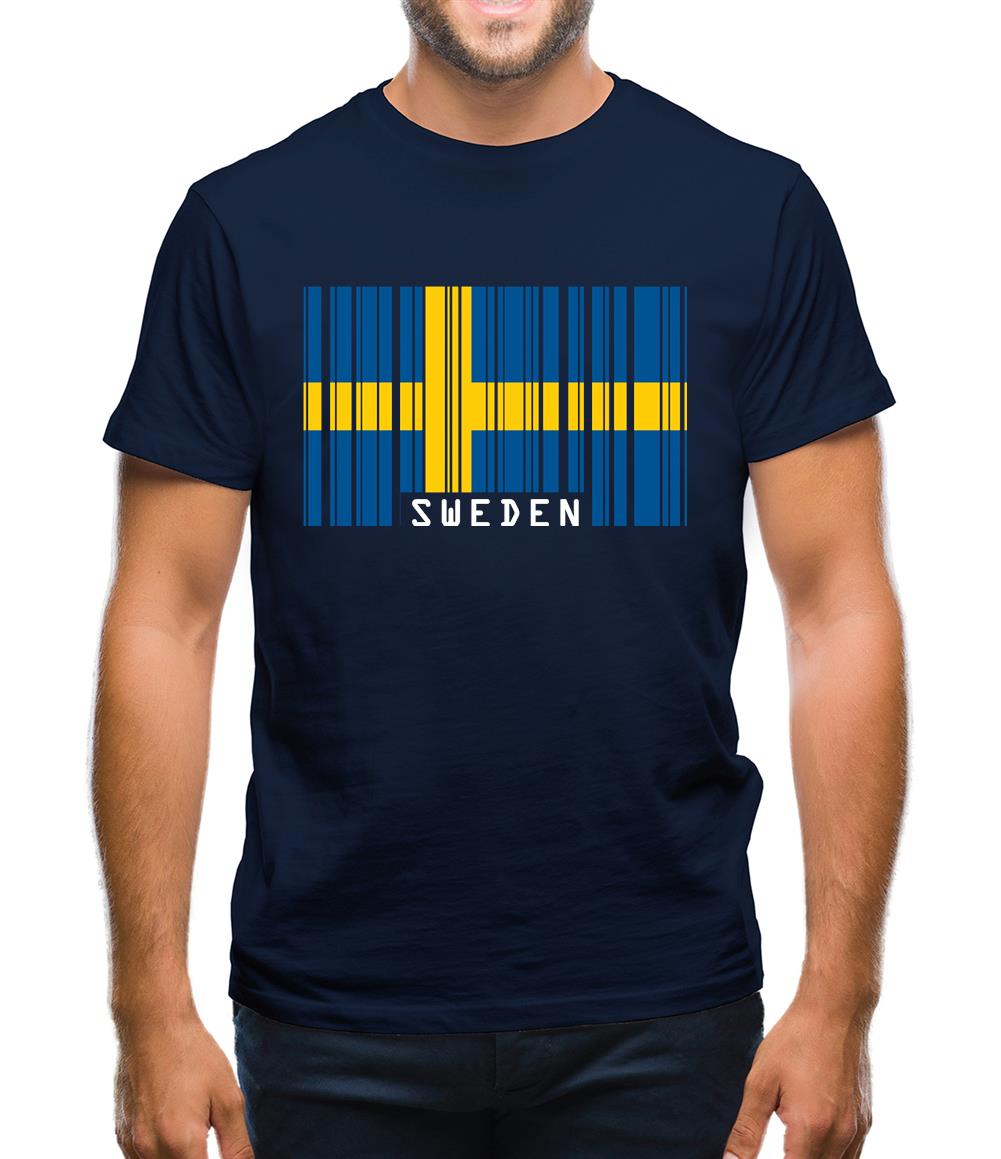 Sweden Barcode Style Flag Mens T-Shirt Sweden Barcode Style Flag Mens T-Shirt