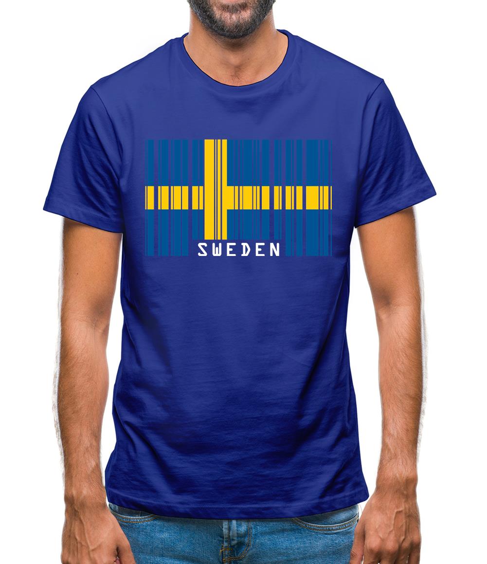 Sweden Barcode Style Flag Mens T-Shirt Sweden Barcode Style Flag Mens T-Shirt