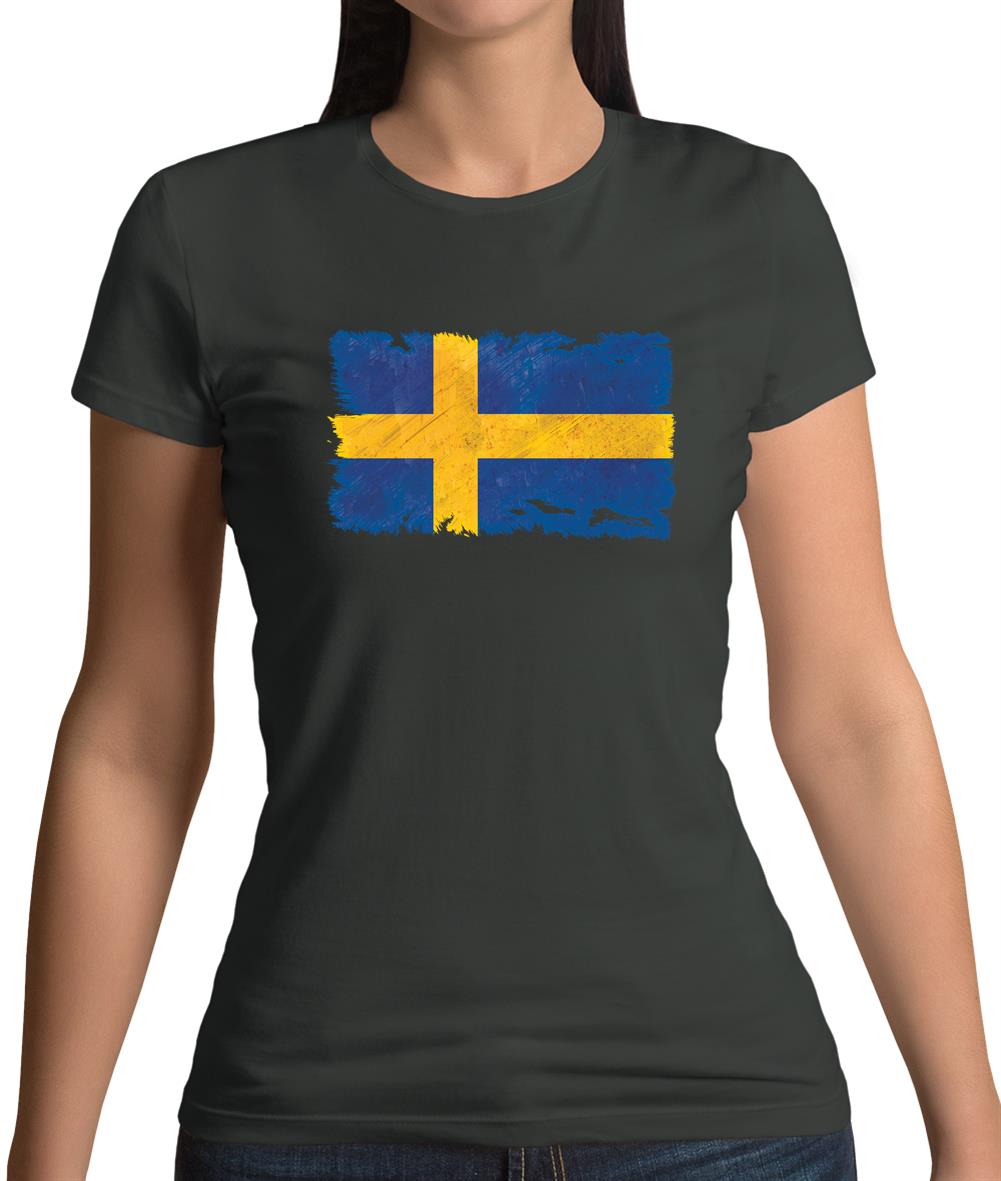 Sweden Grunge Style Flag Womens T-Shirt Sweden Grunge Style Flag Womens T-Shirt