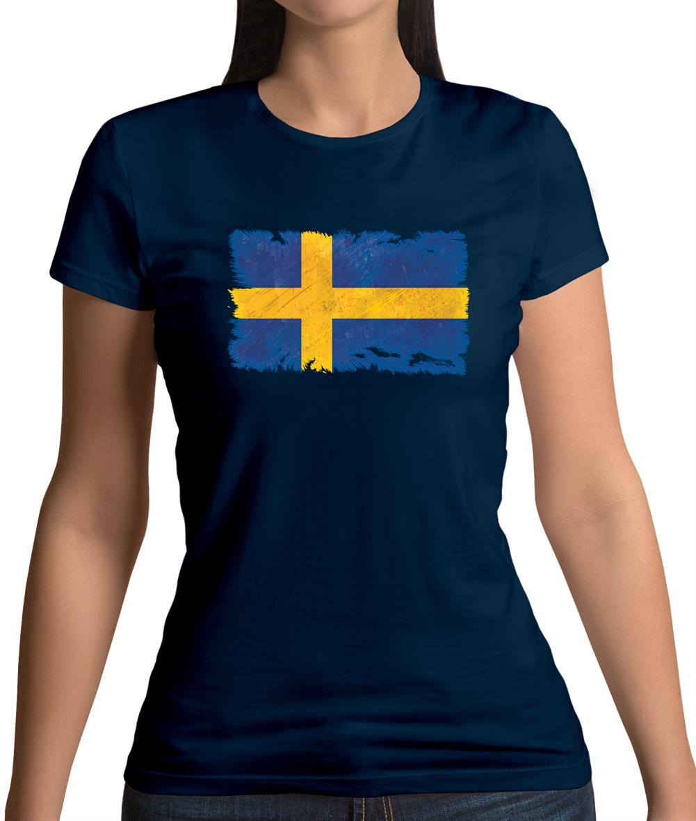 Sweden Grunge Style Flag Womens T-Shirt Sweden Grunge Style Flag Womens T-Shirt