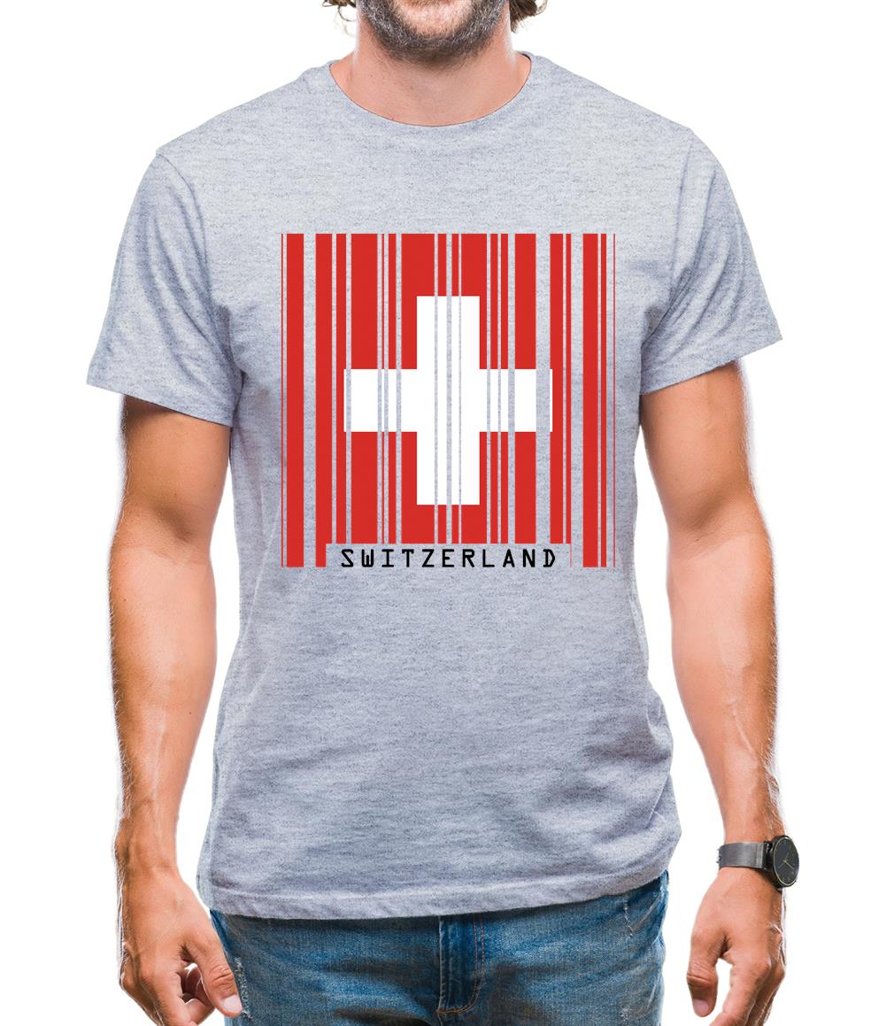 Switzerland Barcode Style Flag Mens T-Shirt Switzerland Barcode Style Flag Mens T-Shirt