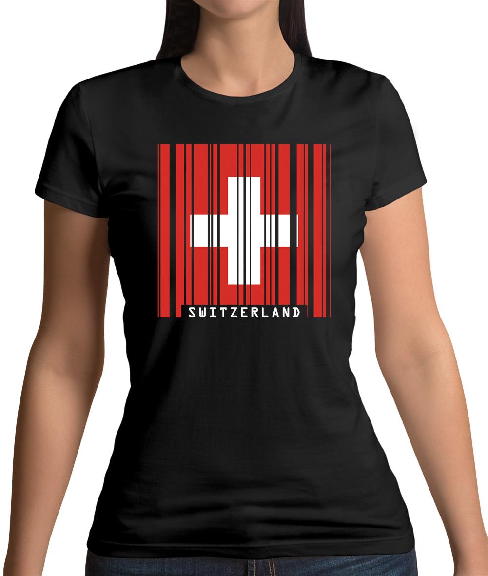 Switzerland Barcode Style Flag Womens T-Shirt Switzerland Barcode Style Flag Womens T-Shirt