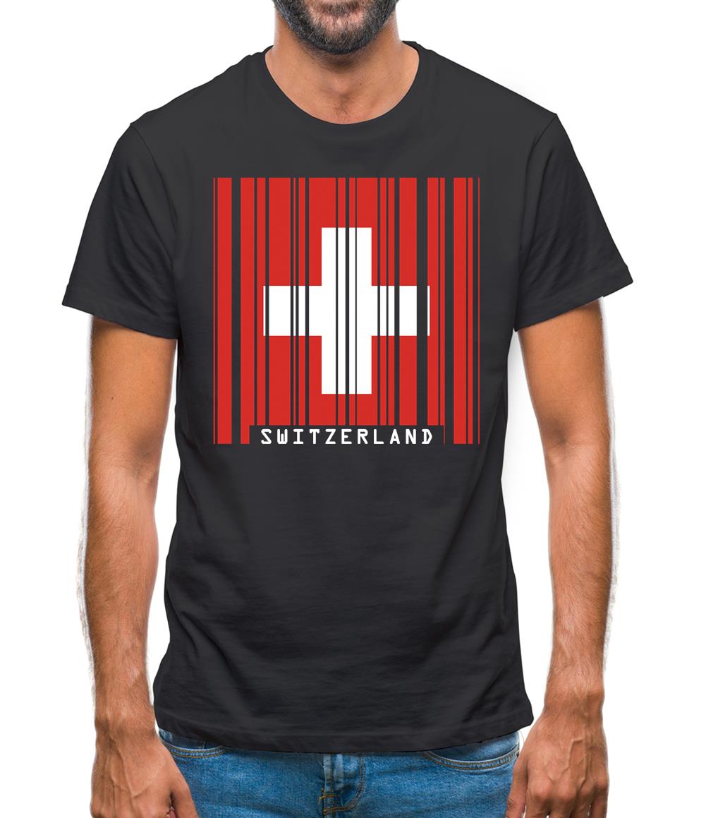 Switzerland Barcode Style Flag Mens T-Shirt Switzerland Barcode Style Flag Mens T-Shirt