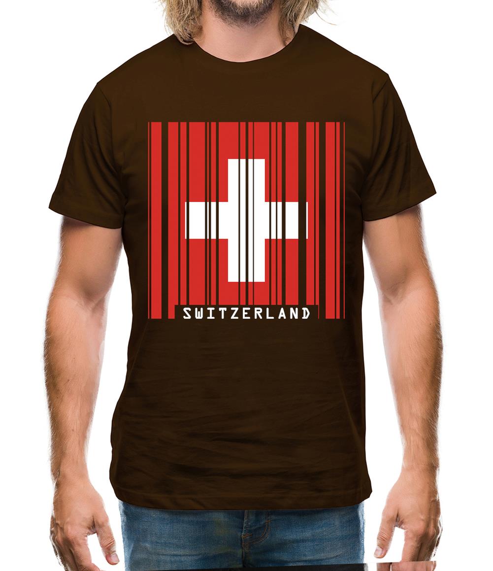 Switzerland Barcode Style Flag Mens T-Shirt Switzerland Barcode Style Flag Mens T-Shirt